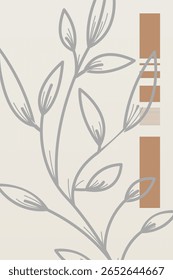 Japandi Wandkunst Design Wandkunst mit Blume. Botanisch japandi Wanddekor