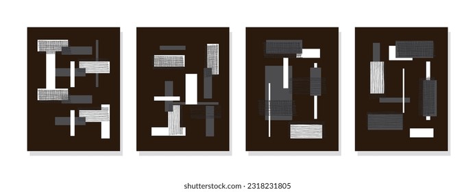 Japandi-inspired wall art featuring abstract elements on a dark brown background. Perfect for wall decor, postcards, posters, brochures, and home decoration.