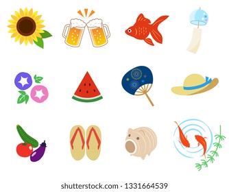 Japaneas summer icon set