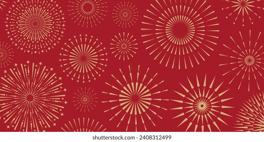 Japaneese Fireworks Pattern Background. Festival Chinese Backdrop. Abstract Geometric Texture.