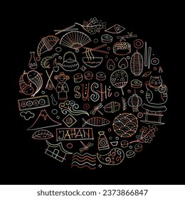 Japaneese Food and Traditions. Circle Frame for your design