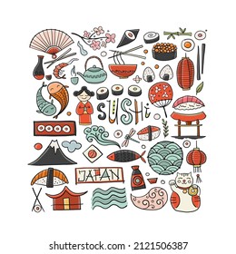 Japaneese Food and Traditions. Frame for your design