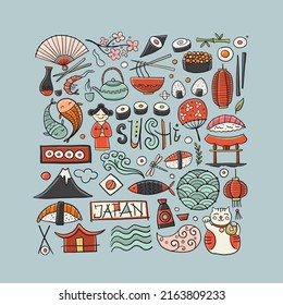 Japaneese Food and Traditions. Frame for your design