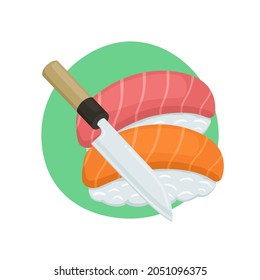 Japanes Kitchen Restaurant Emoji Icon Illustration. Sushi Cooking Vector Symbol Emoticon Design Doodle Vector.