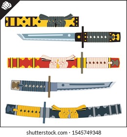 Japanes Samurai sword - katana. Martial arts. Vector EPS