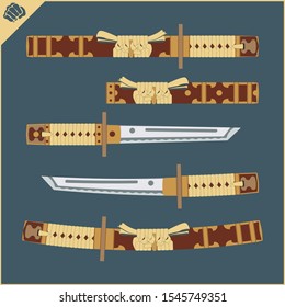 Japanes Samurai sword - katana. Martial arts. Vector EPS