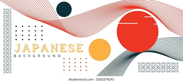 Japanese Abstract Background Design. landscapes lined waves in different colors. texture for print, poster, book, cover and others purpose. 