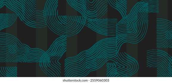 Japanese abstract simple hand drawn ink brush line pattern, crafted minimal graphic, weaving, basketry, wood carving, wood block style, experimental curve lines, shapes and weights combination