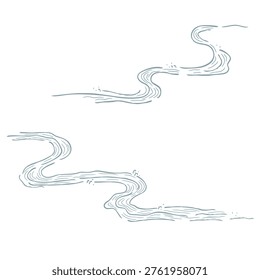 Japanese abstract water pattern, hand drawn design elements of flowing water.