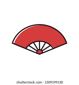 japanese accessory air open paper icon in flat style isolated. Vector Symbol illustration.