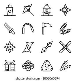 Japanese Accessory Icons in Line Style Pack 