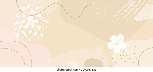 Japanische ästhetische Hintergrundmuster. Traditionelle orientalische Design-Banner-Karte mit geometrischen Elementen und abstrakten Formen. Beige Sand-Struktur mit Blumenelementen. 