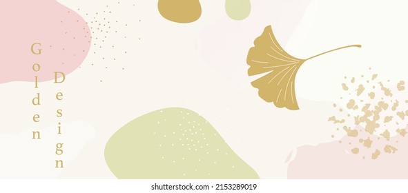 Japanese aesthetic background pattern. Tradition design style banner card with geometric elements and abstract shapes. Geometric shapes and gingko leaf.