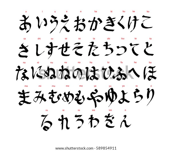 日本語のアルファベット ひらがな デザイン用のグラフィックフォント 手書きの書字のアルファベット スタイリッシュな文字 ベクターイラスト のベクター画像素材 ロイヤリティフリー 589854911