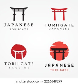 Japanese ancient tori gate logo design. Japanese heritage, culture and history tori gate. Logo for business.