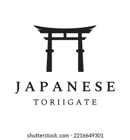 Japanese ancient tori gate logo design. Japanese heritage, culture and history tori gate. Logo for business.