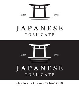 Japanese ancient tori gate logo design. Japanese heritage, culture and history tori gate. Logo for business.