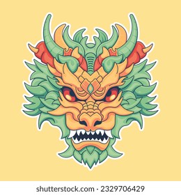 Japanese angry dragon face illustration