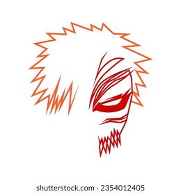 japanese anime character line icon vector design that can be used for japanese anime lovers t-shirt design