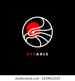 japanese apparel logo design. japanese eagle logo for clothing brand. eagle with red moon. logo apparel japanese theme. Vector eagle logo with japanese style.