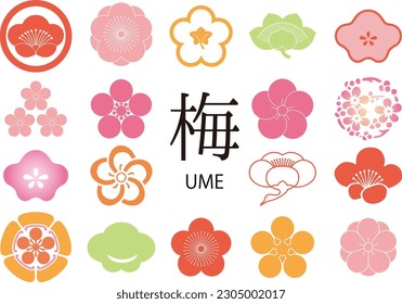 japanese apricot family crests set