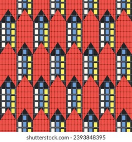 Japanese Arrow Tail Plaid Vector Seamless Pattern
