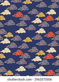 Patrón sin problemas de vectores de nubes de arte japonés
