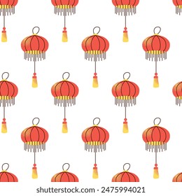 Japanese art and culture seamless pattern. Set of Japanese travel. Symbols of the island. Various sights and famous elements. Pagoda architecture, maneki neko toy. National traditional illustration