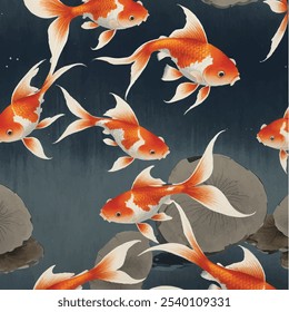 Japanese Art Print "Goldfish" patthern