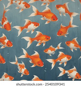 Japanese Art Print "Goldfish" patthern