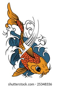 Hand Drawn Colorful Koi Fish Water Stock Vector (Royalty Free) 709988626