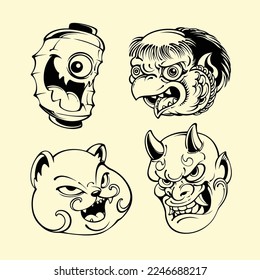 Japanese Aset Mask. vector art 