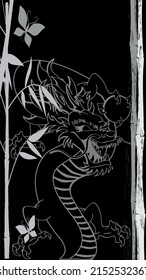 japanese asian dragon tattoo background illustration in vector format