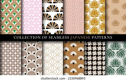 Japanese Asian traditional seamless patterns collection set