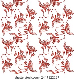 Japanese auspicious fish pattern for use as a background in fabric designs. Greeting cards or various backgrounds.