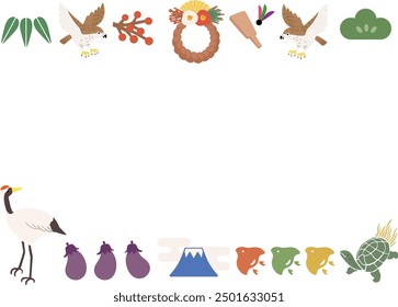 Japanese auspicious New Year simple icon frame