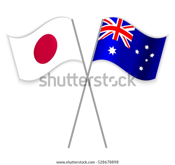 Japanese Australian Crossed Flags Stock Vector Free) 528678898