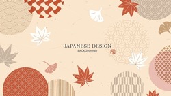 Japanese autumn background. Autumn leaves and ginkgo.
