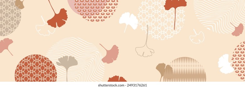 Japanese autumn background. Autumn leaves and ginkgo.