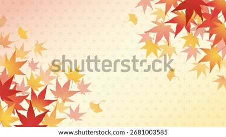 Japanese autumn background. Autumn leaves and Japanese patterns.