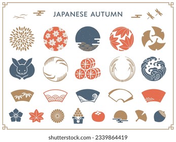 Japanische Herbstsymbol- und Symbolsammlung.