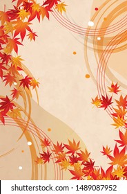 Japanese autumn leaves background illustration