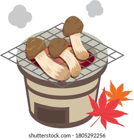 Japanese autumn mushroom illustration material
