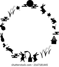 Japanese Autumn Silhouette Clipart Circle Frame.