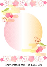 Japanese back groud with plum blossoms and peach blossoms and birds and japanese ornaments