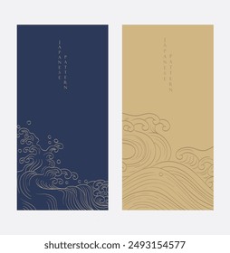 	
Japanese background with Asian traditional wave element vector. Natural template design and Geometric pattern in vintage style.