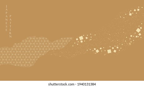 Japanese background with Asian vintage pattern vector. Abstract art decoration. Geometric pattern with natural elements banner in vintage style.