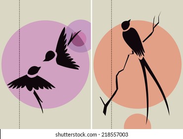 Japanese background with bird