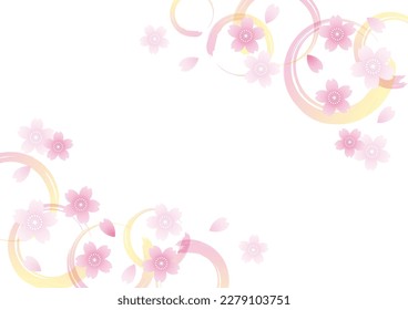 Antecedentes japoneses con flores y círculos de cerezo, ilustración vectorial
