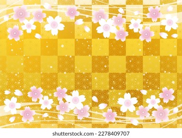 Antecedentes japoneses con flores y olas de cerezo, ilustración vectorial